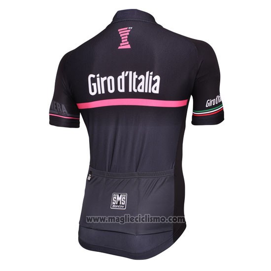 2016 Abbigliamento Ciclismo Giro d'Italia Nero e Rosso Manica Corta e Salopette
